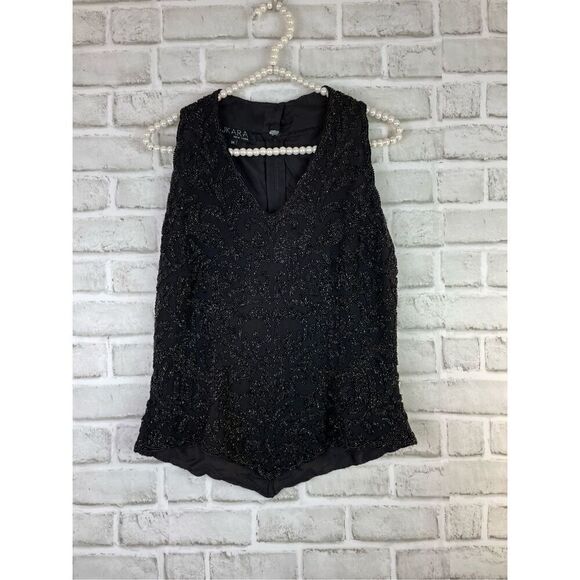 JKara Black Beaded Sleeveless Formal Top Size Medium Fancy - Picture 10 of 11